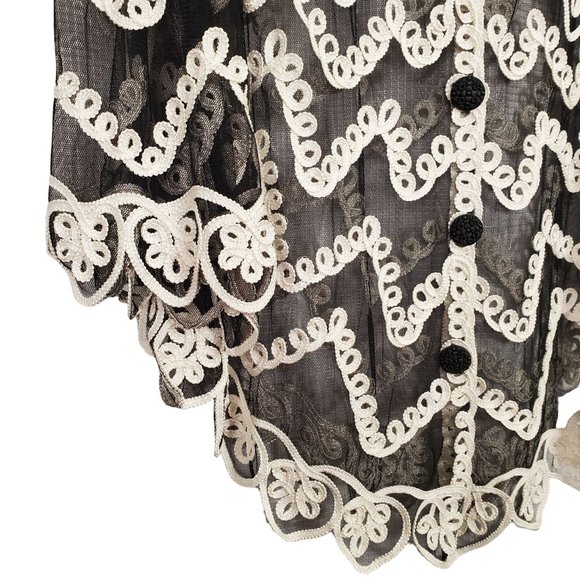 Pretty Angel XL Jacket Silk Lace Embellished Soutache Button Front Layer Sheer - Picture 6 of 10